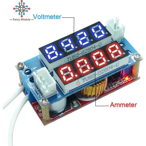 5A Step Down Charging Module Constant Voltage Constant Current Buck Boost with Blue & Red LED Digital Display Voltmeter Ammeter