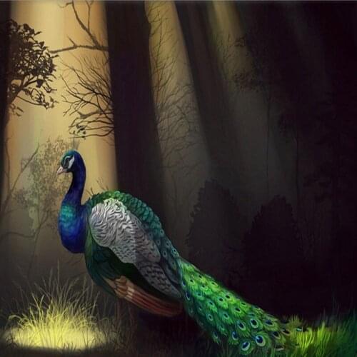 Drop Shipping Custom Photo Wallpaper Colorful Peacock Oil Painting Background Decoration Wall Mural Custom Hotel Rooms Wallpaper