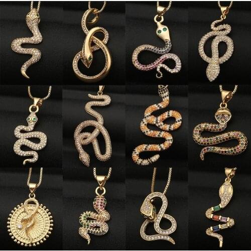 Variety snake pendant necklace for men/women couple colorful zircon hip-hop goth party accessories jewelry neck chain wholesale