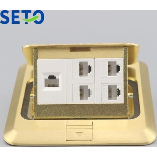 SeTo Pop-up Type Floor Socket Five Ports Network Lan RJ45 Cat5e Wall Plate Socket Keystone Floor Receptacle