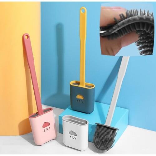 Silicone Brush Toilet Brush Holder Creative Cleaning Brush Set Toilet Brush Holder Set Clean Tool Durable Bathroom Products