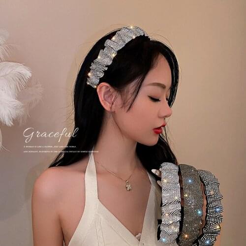 Rhinestone Wide Headbands Fashion Women Hair Accessories Headdress Padded Hairbands Hair Bands Sparkly Hair Hoop