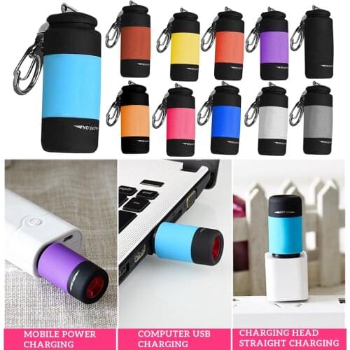 LED Mini Flashlight Key Chain Portable Torch Outdoors Waterproof Built-in Battery USB Rechargeable Hiking Camping Flashlights