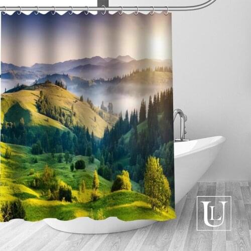 Custom landscape Bath Curtain Fabric Modern Shower Curtain bathroom beautiful Curtains Bath decor