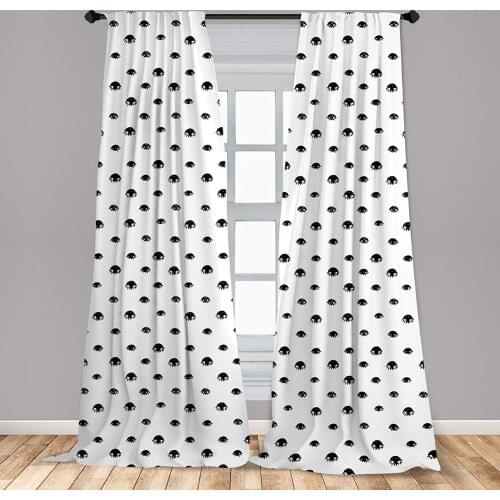 Eyelash Curtains Repeating Hand Drawn Style Black Eye Bohemian Style Window Treatments for Living Room Bedroom Decor