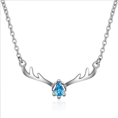 New Arrival 925 Sterling Silver Fashion Christmas Elk Deer Crystal Women Short Chain Necklaces Female Jewelry Gift Drop Shipping