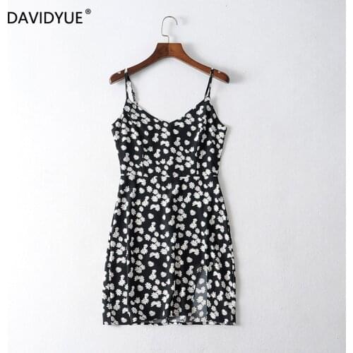 Summer dress women floral vestidos elbise robe femme mini party dress elegant korean black vintage clothes 2019 streetwear