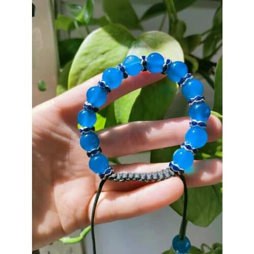 1pc 20-30g Natural crystal mineral quartz body bracelet elastic rope energy healing stone