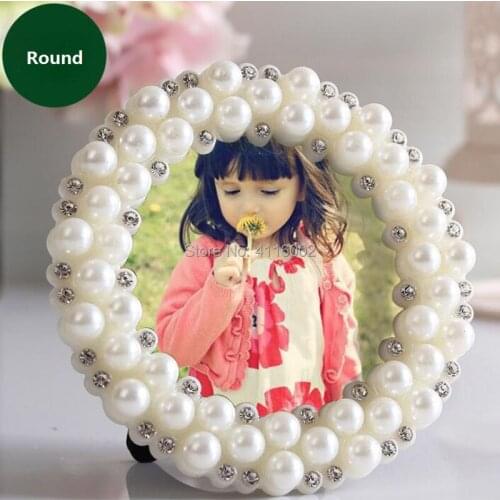 100pcs 3 Inch Pearl Inlaid Photo Frames Frame Wedding Birthday Gift Furnishing Articles Desktop Decoration