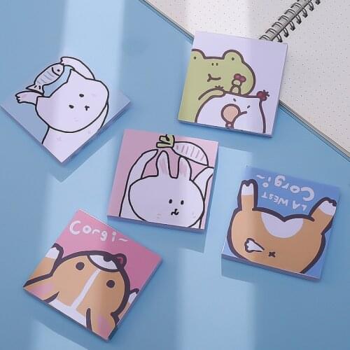 100PCS Cartoons Sticky Notes Creative Anime Students Original Animals Cute Little Notebooks Memo Pads Kawaii Stationery Office