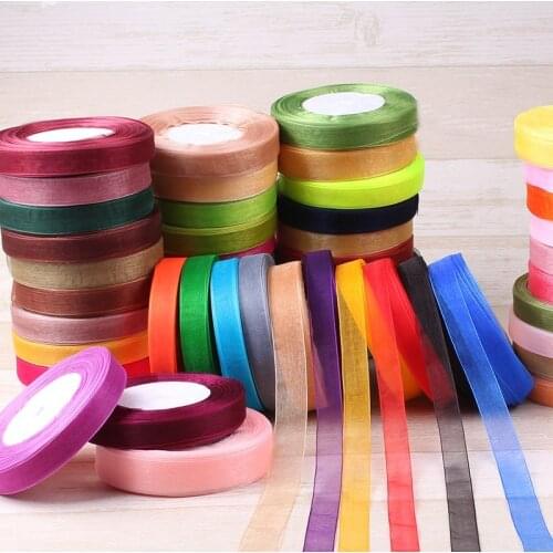 15mm 20mm 25mm 40mm Glitter Organza Satin Ribbon Headband Clips Bow Wedding Party Decor Gift Wrapping Scrapbooking Supplies