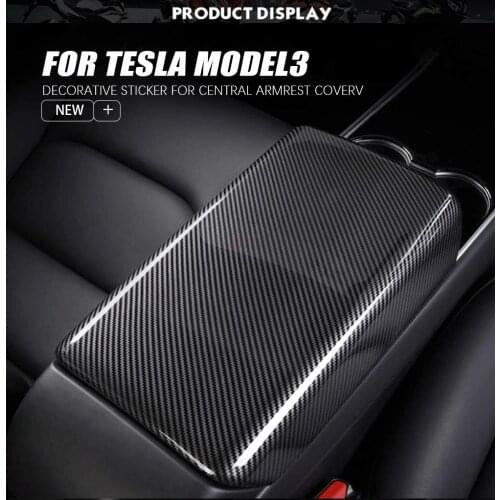 2021 Model3 Armrest Box Protective Trim Cover for Tesla Model 3 Y Center Console Decoration Carbon Fiber Interior Accessories
