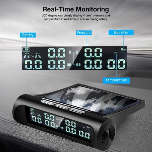 3.5/8/15Bar Tire Pressure Monitoring System Solar TPMS External Sensor Tire Pressure Real Time Truck Car Alarm Monitor
