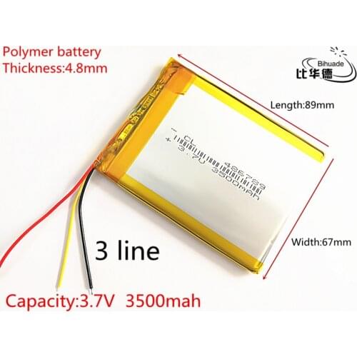 3 line 3.7V,3500mAH (polymer lithium ion battery) Li-ion battery for tablet pc 7 inch 8 inch 9inch 486789 Free Shipping
