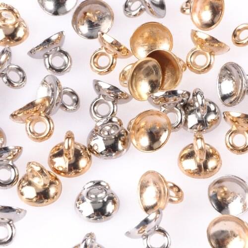 6/8/10mm 100-500pcsWholesale Round Gold/Silver Color End Caps Space Bail Beads CCB Plastic Beads Charms Pendant Jewelry Findings