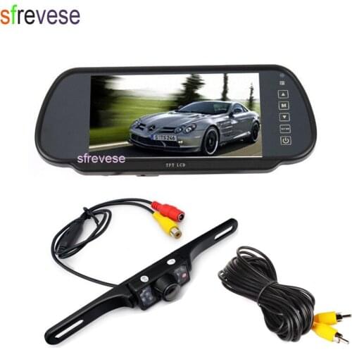 7" Car LCD TFT Monitor Mirror + 7 LED IR Waterproof Reverse Car Rearview Parking Backup Camera Kit