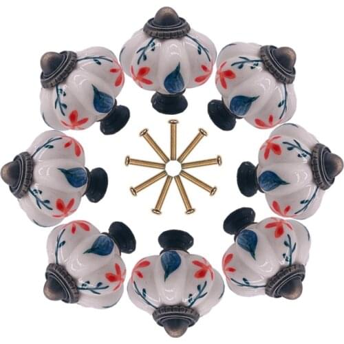 8x Vintage Blue and White Porcelain Knob Simple Cabinet Pens Nordic Drawer Ceramic Pulls Handles Furniture Kitchen Hardware
