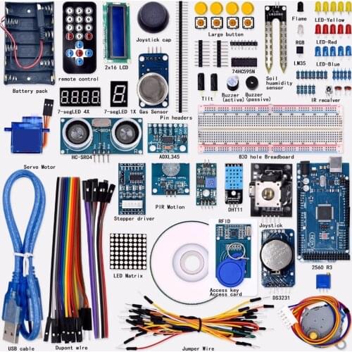 Free shipping! New WeiKedz Super Starter Learning Kit for Arduino With MEGA 2560R3 + CD