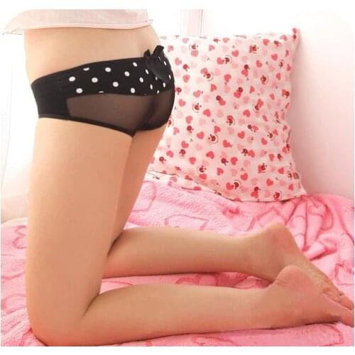 Free shipping -by EMS 120 pcs bud silk bowknot briefs little half perspective cotton ladies underwear wholesale 12 colors