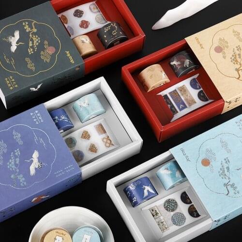 Bulleti Journal Masking Sticker Washi-Tape-Set Flower Crane Label Flying Gilding DIY Decoration Masking Tape