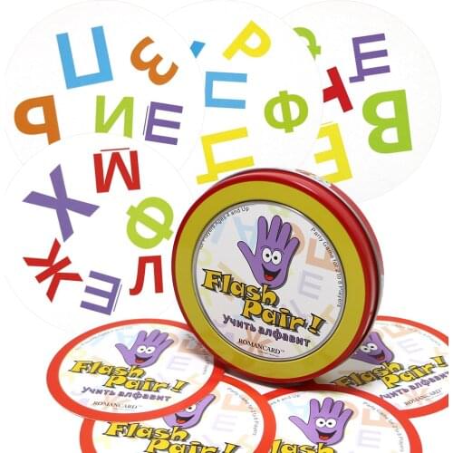 Flash pair alphabet board games home family party fun travel game for Adults Teens Kids metal box