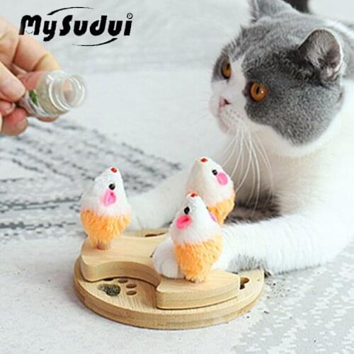 Cat Toy Mouse With Catnip For Game Interactive Teaser Playing Fun Plush Mice Cats Toys Scratcher Teaser Kitten Pet Supplies
