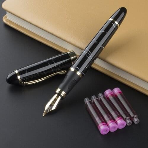 JINHAO X450 Coral Black Stripes Broad Nib ink pen Refill Stationery School Office Writing Metal Fountain Pen Without Pencil Box