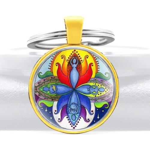 Classic Portal Da Divina Luz Glass Dome Key Chain Retro Men Women Jewelry Key Rings