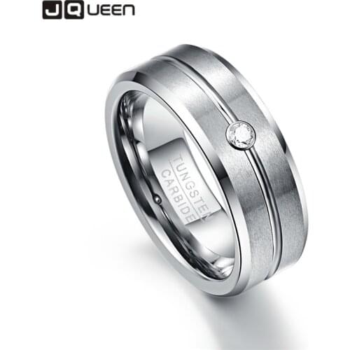 8mm Zircon Classic Men Ring 100% Tungsten Carbide Ring Faceted Wedding Bands Mens Jewelry Anillos para hombres Pierscienie
