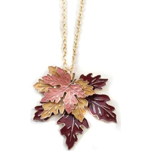 Collares Largos De Moda 2018 Fashion Jewelry Gold Chain Enamel Maple Leaf Pendant Necklace Collar Collier Long Necklace Women