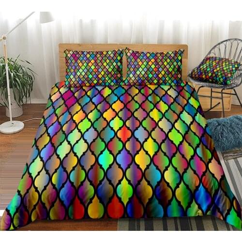 Retro Duvet Cover Set Colorful Lattice Bedding Set Artical Style Beds Set For Boys Girls Kids Bedding Set Home Textiles Soft