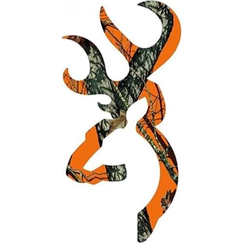 Browning Style Buck Realtree Orange Camo Camouflage Hunting Car Sticker Orange Vinyl Reflective Decal,13cm*7cm