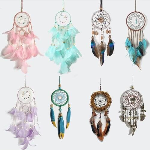 Feather Dream Catcher Wind Chimes Home Hanging Decoration Dreamcatcher Nordic Style Wall Hanging Car Nursery Kids Bedroom Decor