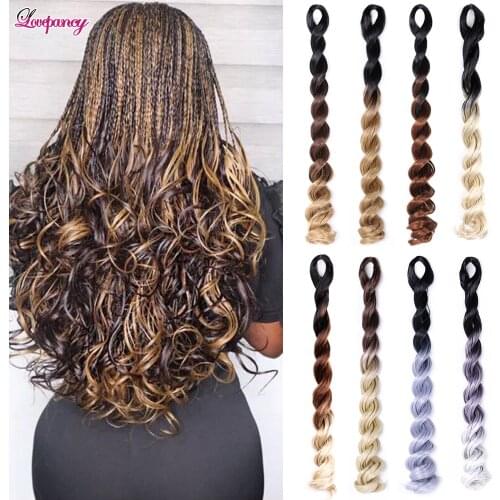 Lovepancy Synthetic Crochet Braids 24 Inch Long Sea Body Wave Braiding Hair Ombre Blue Brown Pink Deep Wave Hair For Black Women