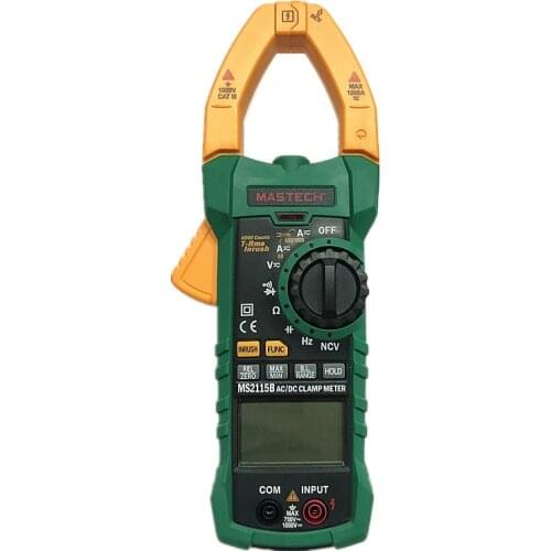 MASTECH MS2115B Digital AC/DC Clamp Meter with 6000 Counts NCV True RMS AC/DC Voltage Current Tester Detector with USB