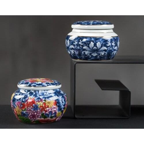 Mini Blue Ceramic Urn Small Cremation Urns For Human Ashes Pet Funeral Casket Miniature Memorial Funeral Urns Sharing Ashes