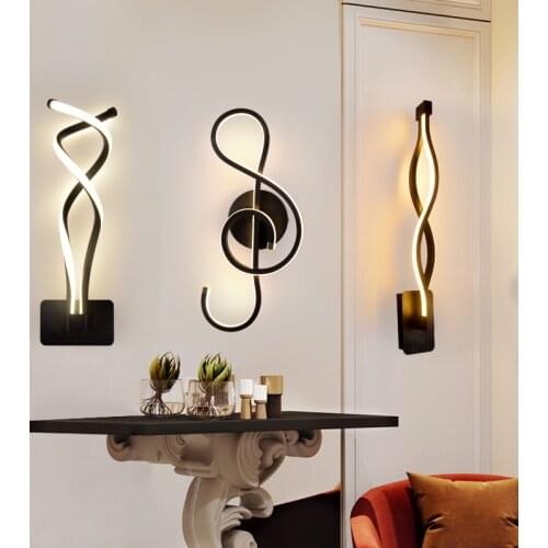Minimalist Twist LED Wall Lamps Living Room Bedroom Bedside 16W AC96V-260V Indoor black white Lamp Aisle Lighting decoration