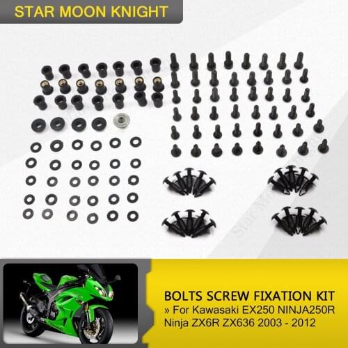 Motorcycle Complete Fairing Bolts Screw Fastener Fixation Kit For Kawasaki EX250 NINJA250R Ninja ZX6R ZX636 2003 - 2012