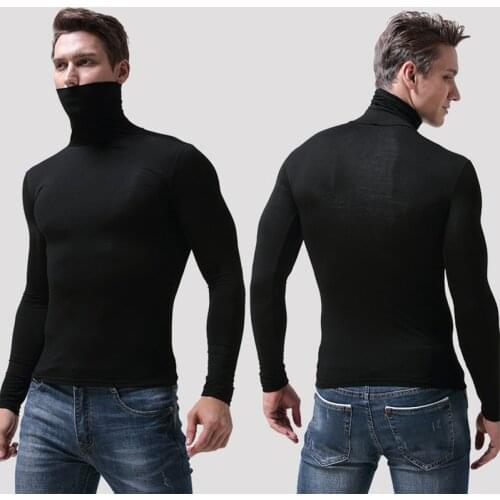 Men Warm Long Sleeve Compression Shirts Turtleneck Winter Base Layer Top Pullover Lightweight T-Shirt TY66