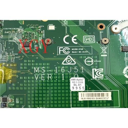 Original FOR MSI GE62 GE72 motherboard MS-16J51 MS-16J5 1.0 I5-6300HQ SR2FP N16E-GR-OP-A1 100% teste OK