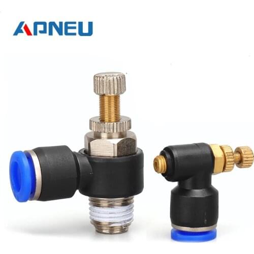 Air SL 1/8 1/4 3/8 1/2 Speed Control Pneumatic Fitting Throttle Valve Controller 4 6 8 10mm Hose Tube Fast Connection adjustable
