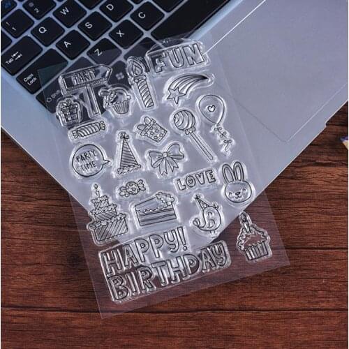 Transparent Silicone Stamp/Seal Birthday Decorations Happy Birthday Collection Stamps Cake Candle Balloon Rubber Clear Stamps