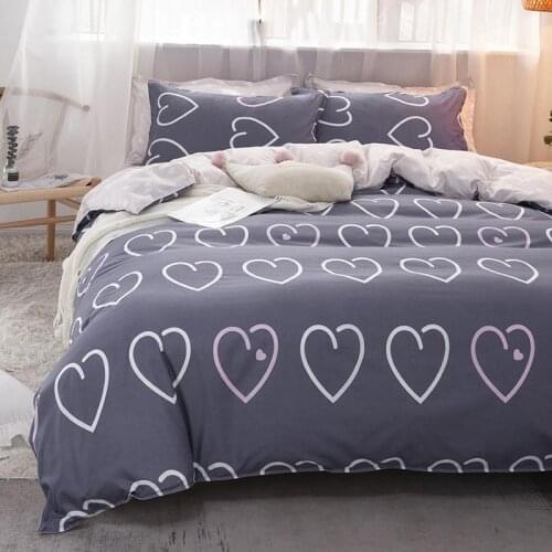 Gray Bedding Set, Duvet Cover Pillowcase 3pcs 220x240 , 200x230 Quilt CoverHeart pattern Double Queen King Size Bed Cover 2020