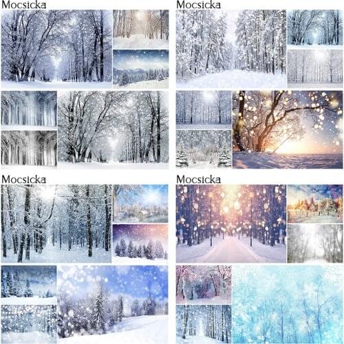 Snow Christmas Portrait Backdrop Bokeh Snowflake Forest Wonderland Photography Winter Kids Adult Birthday Art Background Studio