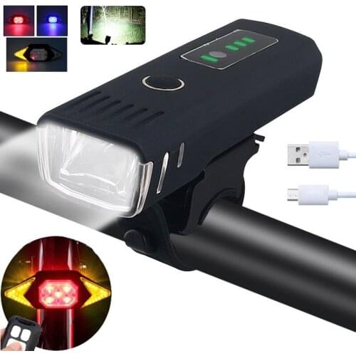 USB LED Bicycle Headlight Waterproof Front Bike Head Lamp with USB Taillight Safety Warning Rear Light