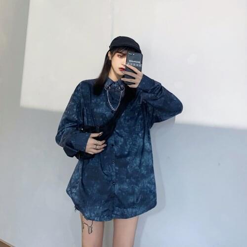 Dark wind long-sleeved shirt women loose and thin 2021 Korean version of the new niche design shirt
