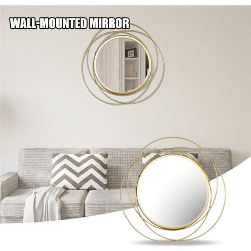 Gold Wall Mirror Decor Metal Decorative Wall Art Hanging Mirror for Bedroom Living Room Lightweight can CSV