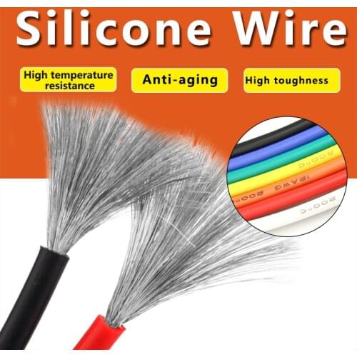 1m AWG 8 10 12 14 16 18 20 22 24 26 28 30AWG Flexible Silicone Solid electronic wire Tinned Copper line for airplane motor