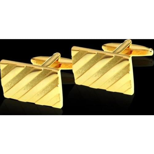10pairs/lot Gold Rectangle Cufflinks Simple Strip Pattern Cuff Links Shirt Cuff Button Mens Jewelry Accessory Gift