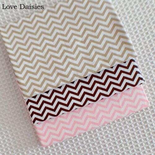 100% Cotton Twill Fabric Simple 0.5CM PINK BROWN CAMEL Chevron for Handwork Sheet Apparel Dress Patchwork Craft Decor